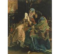 HRJUBWREE Cartel Lienzo Impresión Lienzo Moderno Pintura Pared Arte Cuadro Lectura de la carta de Alfred Emile Stevens para Decoración de Paredes 60x90cm