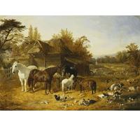 HRJUBWREE Cartel Lienzo Impresión Lienzo Moderno Pintura Pared Arte Cuadro un corral con caballos y ponis por John Frederick Herring Senior para Decoración de Paredes 60x90cm