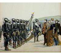 HRJUBWREE Lienzo Moderno Pintura Pared Arte Cuadro Juana de Albret o Juana III de Albret y su hijo Enrique IV ante sus tropas protestantes de Hermann Vogel para Decoración de Paredes 60x90cm