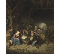 HRJUBWREE Murales Vintage Pintura de Póster Artística Imagen Lienzo Barroco la adoración de los pastores de Adriaen Jansz Van Ostade para Decoraciones del Hogar 60x90cm