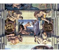 HRJUBWREE Murales Vintage Pintura de Póster Artística Imagen Lienzo Creación del techo de la Capilla Sixtina con cuatro Ignudi por Buonarroti para Decoraciones del Hogar 60x90cm