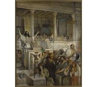 HRJUBWREE Murales Vintage Pintura de Póster Artística Imagen Lienzo Cristo predicando en Capernaum por Maurycy Gottlieb para Decoraciones del Hogar 60x90cm
