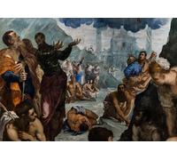 HRJUBWREE Murales Vintage Pintura de Póster Artística Imagen Lienzo Detalle de San Agustín cura al cojo de Jacopo Robusti Tintoretto para Decoraciones del Hogar 60x90cm