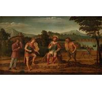 HRJUBWREE Murales Vintage Pintura de Póster Artística Imagen Lienzo el juicio de Midas el concurso musical entre y Marsyas de Battista Cima Da Conegliano para Decoraciones del Hogar 60x90cm