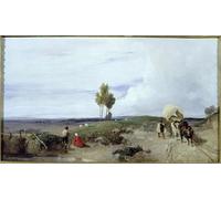 HRJUBWREE Murales Vintage Pintura de Póster Artística Imagen Lienzo en el camino de Boulogne a París mirando hacia St Omer de Richard Parkes Bonington para Decoraciones del Hogar 60x90cm