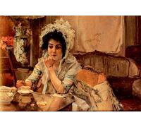 HRJUBWREE Murales Vintage Pintura de Póster Artística Imagen Lienzo La hora del té de Emilio Sala Y Frances para Decoraciones del Hogar 60x90cm