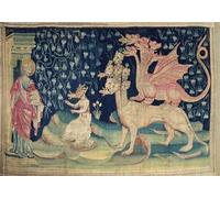 HRJUBWREE Murales Vintage Pintura de Póster Artística Imagen Lienzo los dragones vomitando ranas nº del Apocalipsis de Angers de Nicolas Bataille para Decoraciones del Hogar 60x90cm