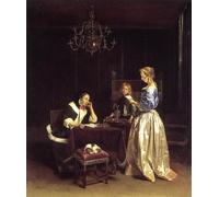 HRJUBWREE Murales Vintage Pintura de Póster Artística Imagen Lienzo Mujer leyendo una carta Gerard Ter Borch para Decoraciones del Hogar 60x90cm