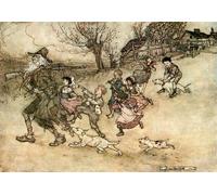 HRJUBWREE Murales Vintage Pintura de Póster Artística Imagen Lienzo Pantalón corto Washington Irving de Arthur Rackham para Decoraciones del Hogar 60x90cm
