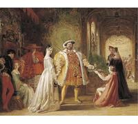 HRJUBWREE Murales Vintage Pintura de Póster Artística Imagen Lienzo Primer encuentro de Enrique VIII y Ana Bolena por Daniel Maclise para Decoraciones del Hogar 60x90cm