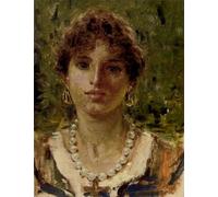 HRJUBWREE Murales Vintage Pintura de Póster Artística Imagen Lienzo Retrato de una muchacha que lleva un collar de perlas Francesco Paolo Michetti para Decoraciones del Hogar 60x90cm