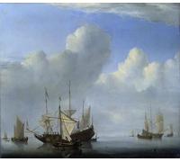 HRJUBWREE Murales Vintage Pintura de Póster Artística Imagen Lienzo Un barco que llega y otro que navega por Willem Van De Velde el para Decoraciones del Hogar 60x90cm