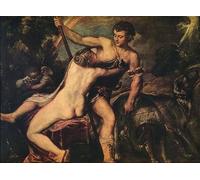 HRJUBWREE Murales Vintage Pintura de Póster Artística Imagen Lienzo Venus y Adonis de Tiziano Vecelli para Decoraciones del Hogar 60x90cm