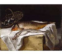 HRJUBWREE Pinturas Famosas Lienzo Arte Impresión Arte de Pared Cuadro Bodegón con peces de Jean Frederic Bazille para la Decoración de la Sala de Estar 60x90cm