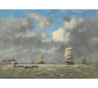 HRJUBWREE Pinturas Famosas Lienzo Arte Impresión Arte de Pared Cuadro El Havre de Eugene Louis Boudin para la Decoración de la Sala de Estar 60x90cm