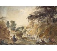 HRJUBWREE Pinturas Famosas Lienzo Arte Impresión Arte de Pared Cuadro Paisaje con figuras junto a un río de Camille Jacob Pissarro para la Decoración de la Sala de Estar 60x90cm