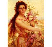 HRJUBWREE Pinturas Famosas Retratos Sobre Lienzo Pinturas Murales belleza reuniendo flores de Pierre Jan Van Der Ouderaa para la Decoración del Hogar del Dormitorio 60x90cm