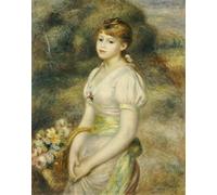 HRJUBWREE Pinturas Famosas Retratos Sobre Lienzo Pinturas Murales Chicacon una cesta de flores de Pierre Auguste Renoir para la Decoración del Hogar del Dormitorio 60x90cm