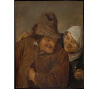 HRJUBWREE Pinturas Famosas Retratos Sobre Lienzo Pinturas Murales Dos campesinos con una copa de vino de David Teniers el para la Decoración del Hogar del Dormitorio 60x90cm