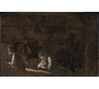 HRJUBWREE Pinturas Famosas Retratos Sobre Lienzo Pinturas Murales Interior de la tienda de un tallador de madera de Eakins para la Decoración del Hogar del Dormitorio 60x90cm