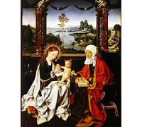 HRJUBWREE Pinturas Famosas Retratos Sobre Lienzo Pinturas Murales La Dama y el Niño y Santa Ana de Joos Van Cleve para la Decoración del Hogar del Dormitorio 60x90cm