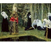 HRJUBWREE Pinturas Famosas Retratos Sobre Lienzo Pinturas Murales la Leyenda de la Ciudad Invisible de Kitezh de Mikhail Vasilievich Nesterov para la Decoración del Hogar del Dormitorio 60x90cm