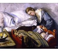 HRJUBWREE Pinturas Famosas Retratos Sobre Lienzo Pinturas Murales Madre durmiente Christian Krohg para la Decoración del Hogar del Dormitorio 60x90cm