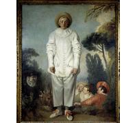 HRJUBWREE Pinturas Famosas Retratos Sobre Lienzo Pinturas Murales Pierrot una vez llamado Gilles por Jean Antoine Watteau para la Decoración del Hogar del Dormitorio 60x90cm