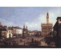 HRJUBWREE Vintage Lienzo Pintura Cuadro en Lienzo Impresión Pared Arte la Piazza Della Signoria en Florencia por Bernardo Bellotto para la Decoración del Hogar de la Oficina 60x90cm