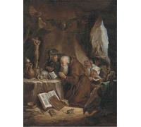 HRJUBWREE Vintage Lienzo Pintura Cuadro en Lienzo Impresión Pared Arte La Tentación de San de Hugues Merle para la Decoración del Hogar de la Oficina 60x90cm