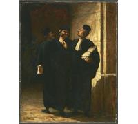 HRJUBWREE Vintage Lienzo Pintura Cuadro en Lienzo Impresión Pared Arte Tres abogados de Honoré Daumier para la Decoración del Hogar de la Oficina 60x90cm