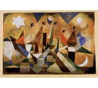 HRJUBWREE Vintage Lienzo Pintura Cuadro en Lienzo Impresión Pared Arte Veleros esperando la tormenta de Paul Klee para la Decoración del Hogar de la Oficina 60x90cm