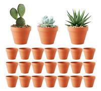 HRKVSK 24 Piezas Macetas Pequeñas de Barro, 3.5 cm Mini Macetas de Barro con Orificios de Drenaje, Maceta Pequeña, Macetas Barro Pequeñas para Plantas Semillas Cactuss