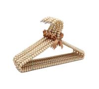 Hrlace 2 colgantes de perlas con lazo, 40 cm, percha de plástico, resistente, perchero de boda, para toallas, ropa, accesorios, oro, 2 unidades