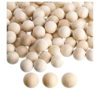 Hrlace 200 bolas de madera para manualidades, perlas redondas de madera sin agujero, bolas sueltas naturales, cuentas de madera natural, cuentas redondas de madera para proyectos de bricolaje, joyas