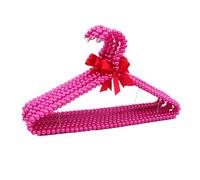 Hrlace 5 colgantes de perlas con lazo, 40 cm, percha de plástico, resistente, perchero, perchero, para ropa, accesorios de almacenamiento, color rojo rosado, 5 unidades