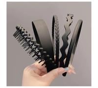 Hrlace 5 diademas de plástico con dientes antideslizantes, varios estilos, cintas para el pelo, cinta ondulada, antideslizante en zigzag para el pelo para mujer, hombre, niña, negro