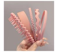 Hrlace 5 diademas de plástico con dientes antideslizantes, varios estilos, cintas para el pelo, cinta ondulada, antideslizante en zigzag para el pelo para mujer, hombre, niña, rosa