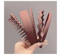 Hrlace 5 diademas de plástico con dientes antideslizantes, varios estilos, cintas para el pelo, cinta ondulada, antideslizante en zigzag para el pelo para mujer, hombre, niña, burdeos