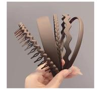 Hrlace 5 diademas de plástico con dientes antideslizantes, varios estilos, cintas para el pelo, cinta ondulada, antideslizante en zigzag para el pelo para mujer, hombre, niña, café