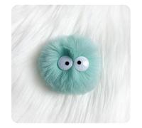 Hrlace Bolas de pelo sintético de 5 cm, pompones, pompones, dibujos animados, ojos de elfos, pompones de polvo con lazo elástico, extraíbles, para bolsos, llaveros, accesorios, color verde menta, 5