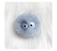 Hrlace Bolas de pelo sintético de 5 cm, pompones, pompones, dibujos animados, ojos de elfos, pompones de polvo con lazo elástico, extraíbles, para bolsos, llaveros, accesorios, azul cielo, 5 unidades