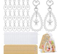 Hrlace Colgante de ángel de la guarda para bodas, regalos de invitados, colgante de ángel con bolsa de organza y etiqueta de papel de estraza con cuentas, pulseras, llaveros para bodas, bautizos