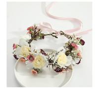 Hrlace Corona de flores para el pelo, corona de flores, corona de flores para niñas y mujeres, diademas de flores artificiales con cinta para bodas, cumpleaños, fiestas, playa, novia, dama de honor