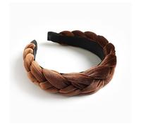 Hrlace Diadema de terciopelo trenzada, diadema para mujer, diadema ancha, vintage, acolchada, diadema anudada, accesorio para el cabello, diadema de moda para mujeres y niñas #9 café