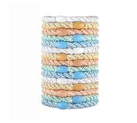 Hrlace Gomas elásticas para el cabello trenzadas multicolores, sin tirones ni daños, soporte para cola de caballo, bandas elásticas para el cabello para mujeres y niñas, cabello grueso y rizado, 7# 15