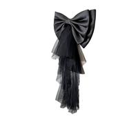 Hrlace Lazo de raso desmontable para vestido de novia de raso con lazo de satén corto irregular cola de tul grande lazo de novia para vestidos de novia cinturón, Negro , Talla única