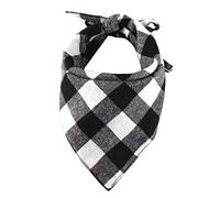 Hrlace Pañuelo para perros a cuadros, pañuelo clásico para perros, bandana de algodón, pañuelo para cachorros, triángulos, bufanda para perros y gatos pequeños, grandes, medianos y negros, blanco y