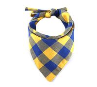 Hrlace Pañuelo para perros a cuadros, pañuelo clásico para perros, bandana de algodón, pañuelo para cachorros, triángulos, bufanda para perros pequeños y medianos y gatos, amarillo y azul