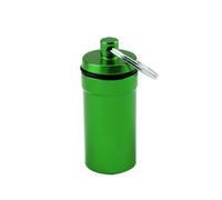 Hrlace Pastillero de aluminio con llavero, resistente al agua, para viajes, botella de metal, pastillero, portátil, para vitaminas, organizador de píldoras, pequeño, para viajes al aire libre, verde